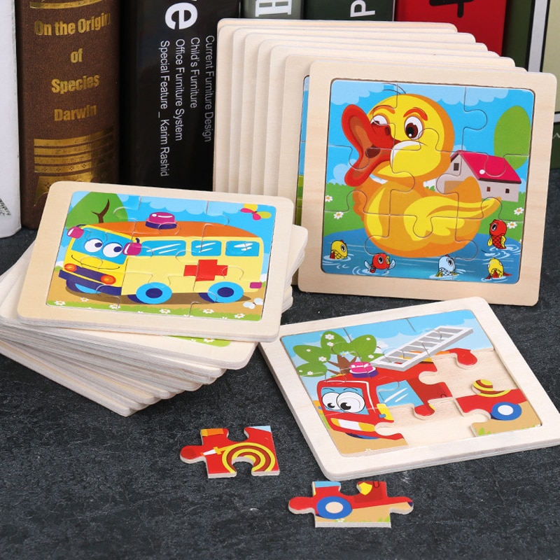 Kinder Holz Toy Puzzle Holz 3D Puzzle für Kinder Baby Cartoon 