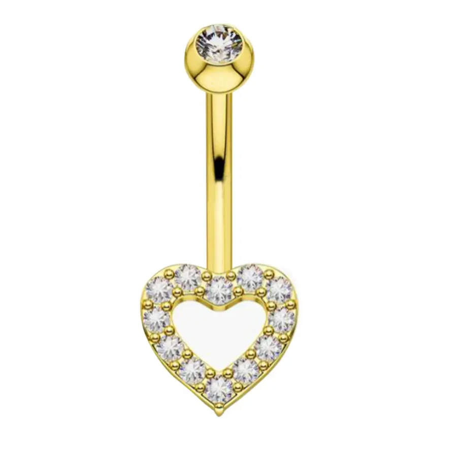 Bauchnabelpiercing Herz aus 316L Edelstahl mit Zirkonia